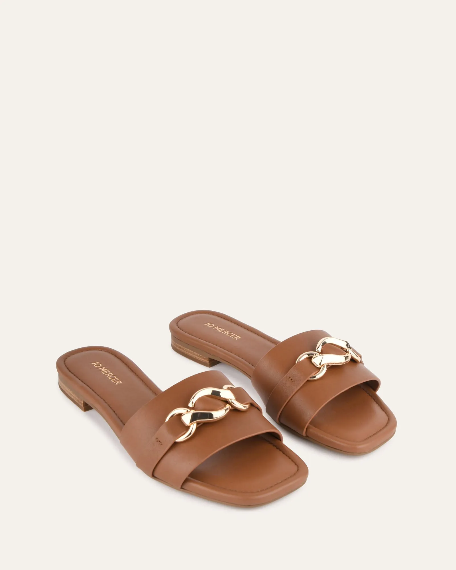 PABLO FLAT SLIDE DARK TAN LEATHER Jo Mercer