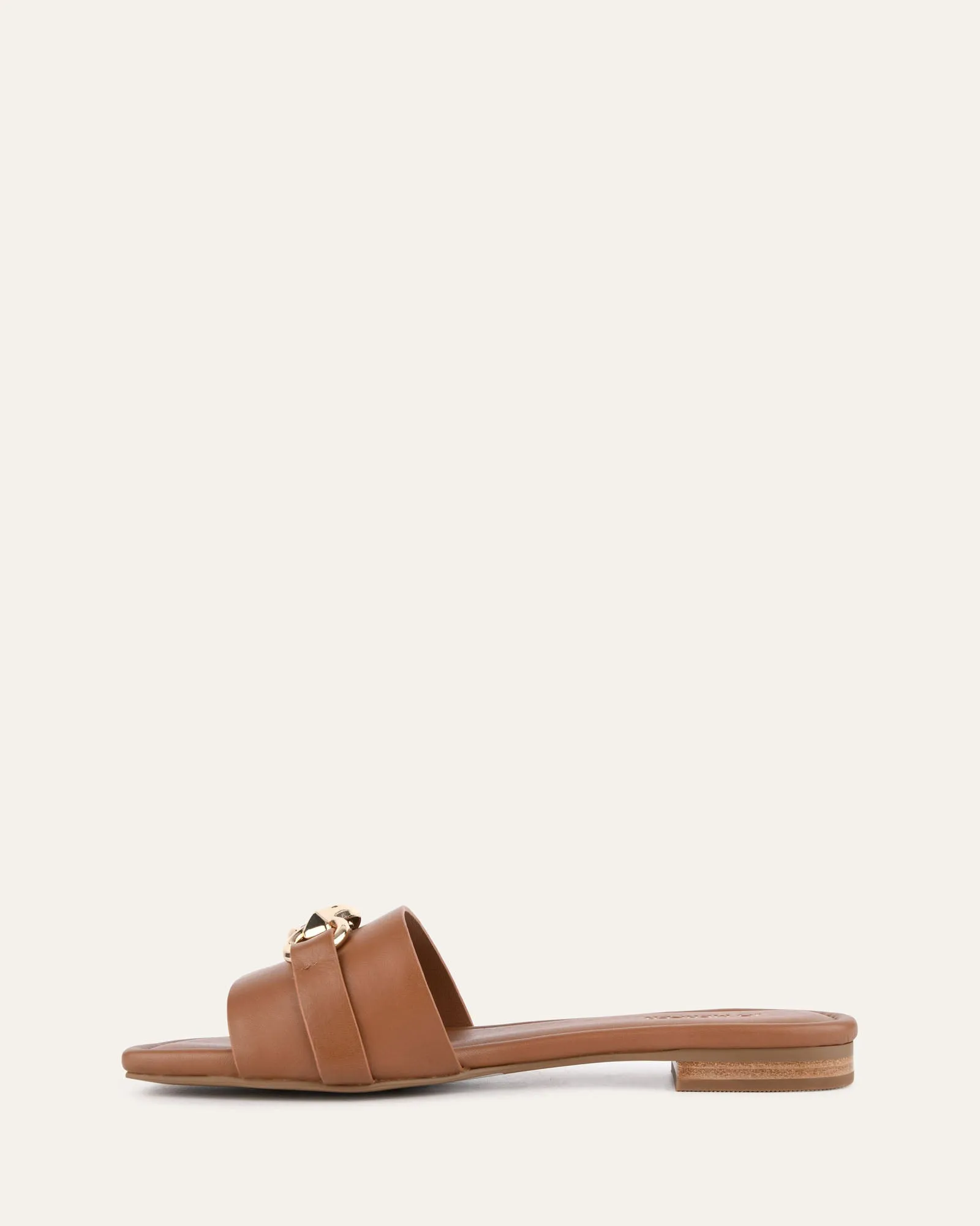 PABLO FLAT SLIDE DARK TAN LEATHER Jo Mercer