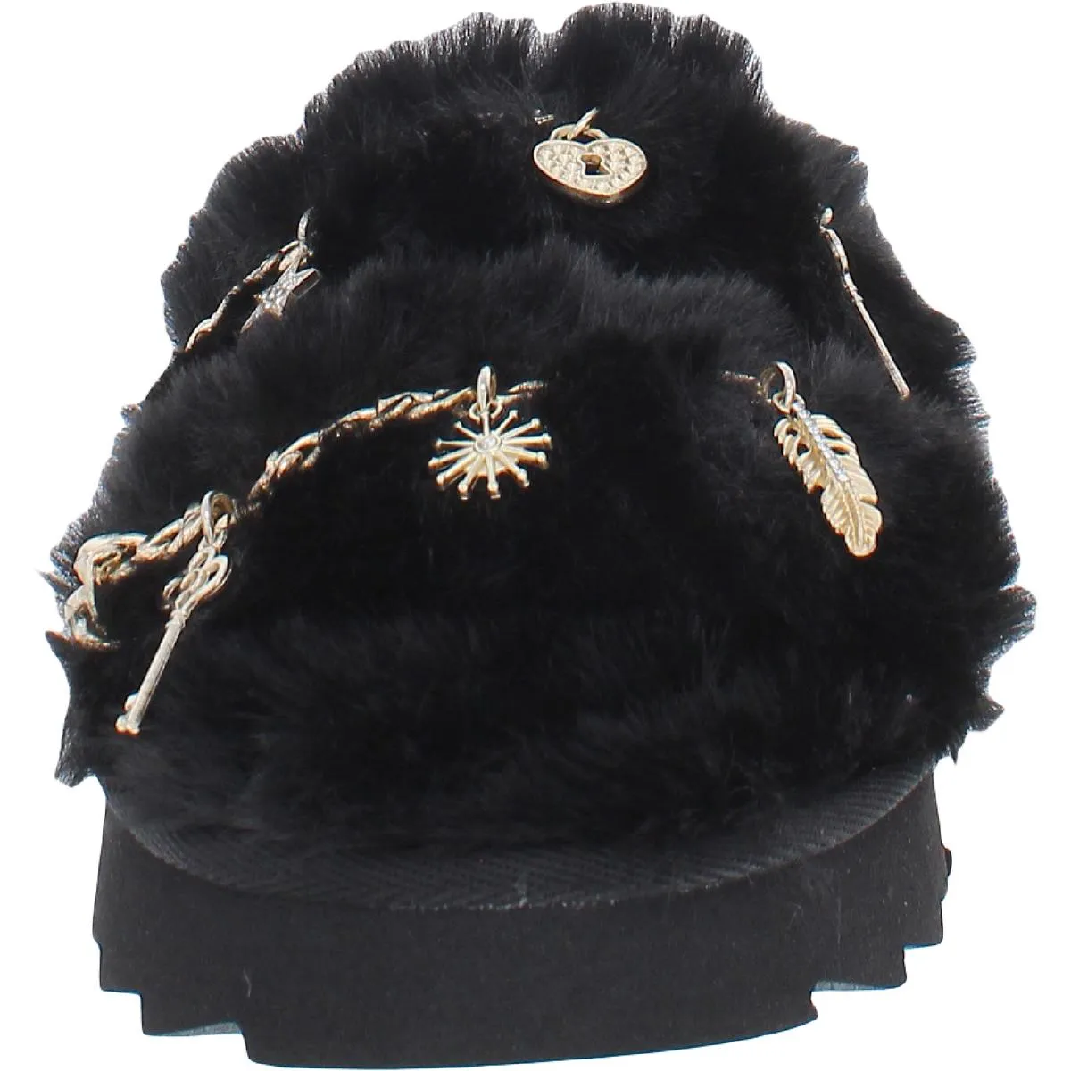 Paiygef Womens Faux Fur Slip On Slide Sandals