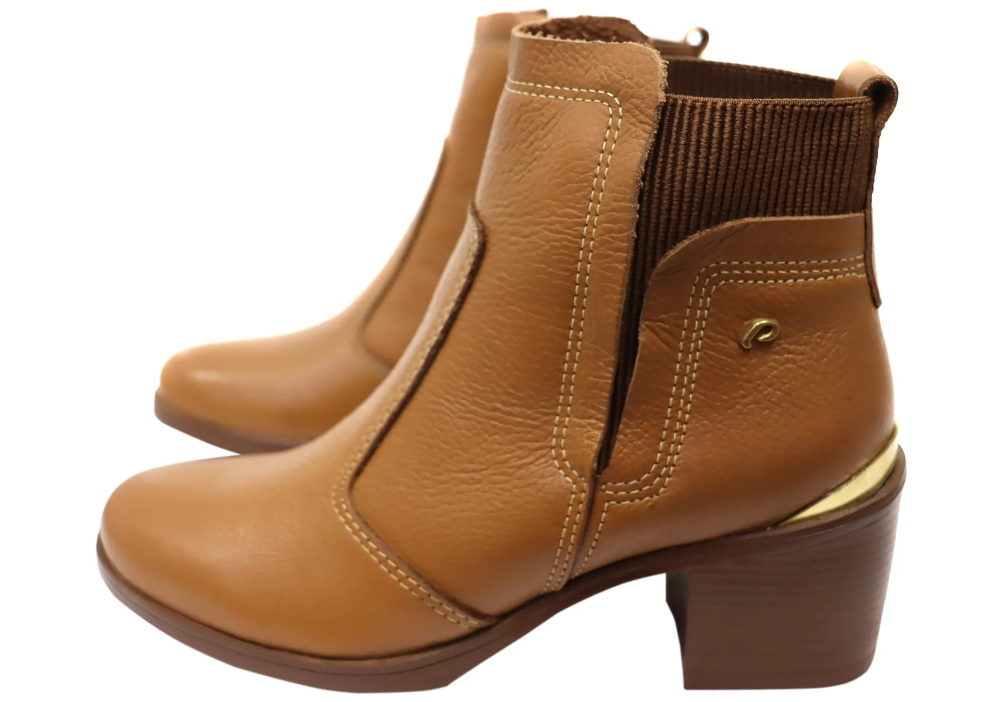 Pegada Lane Womens Mid Heel Leather Ankle Boots Made In Brazil