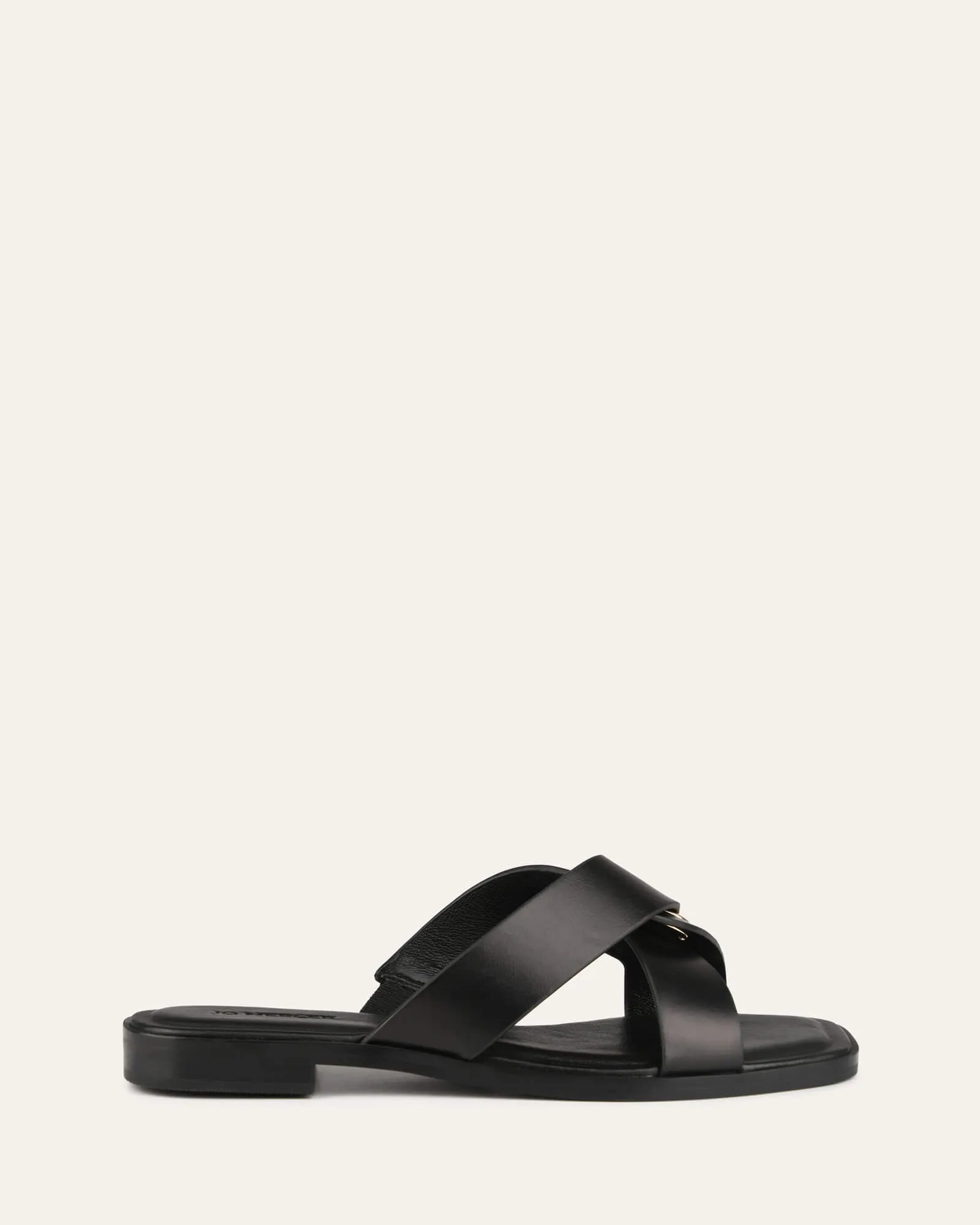 PIPER FLAT SLIDES BLACK LEATHER Jo Mercer