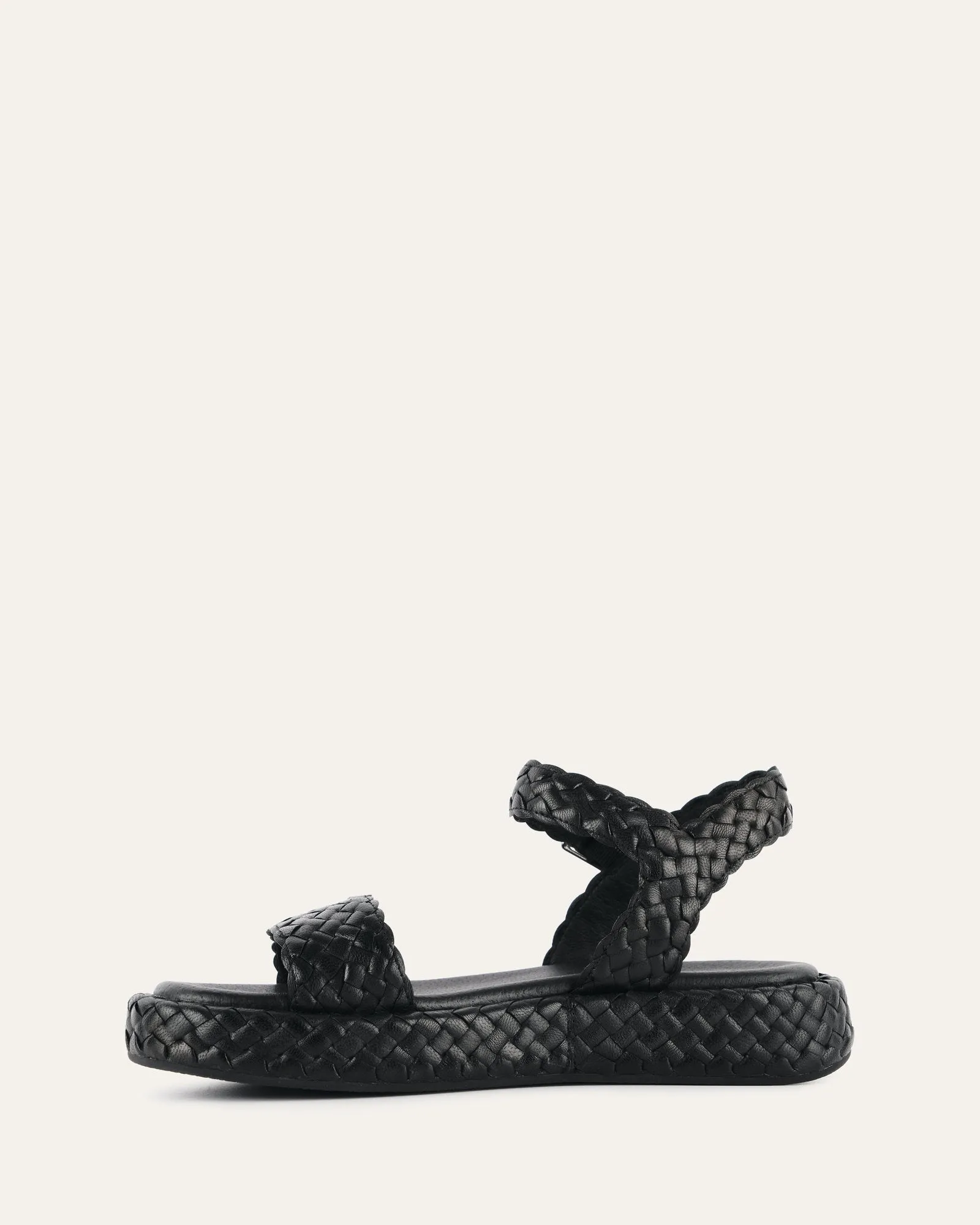 POPPY FLAT SANDALS BLACK LEATHER Jo Mercer