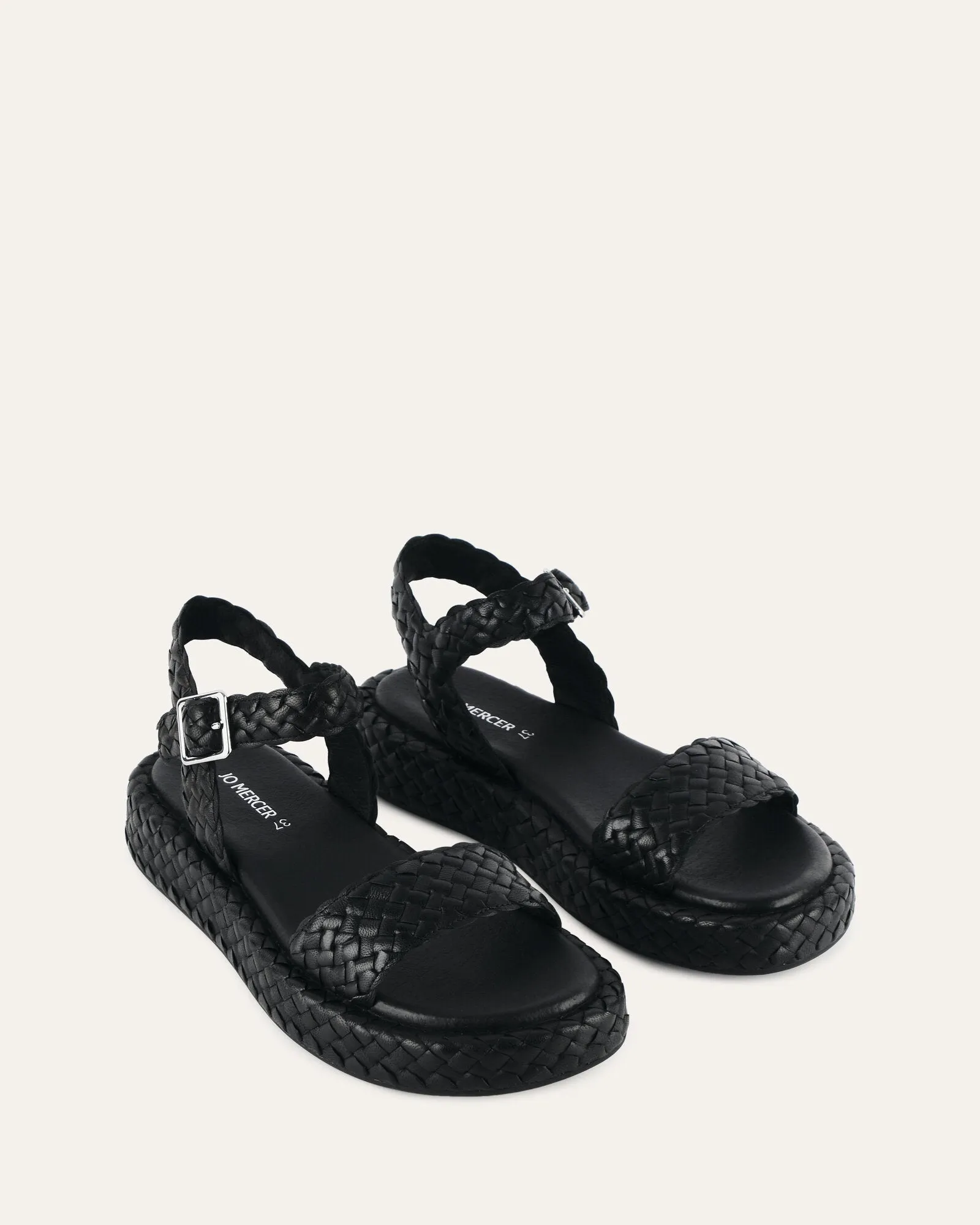 POPPY FLAT SANDALS BLACK LEATHER Jo Mercer
