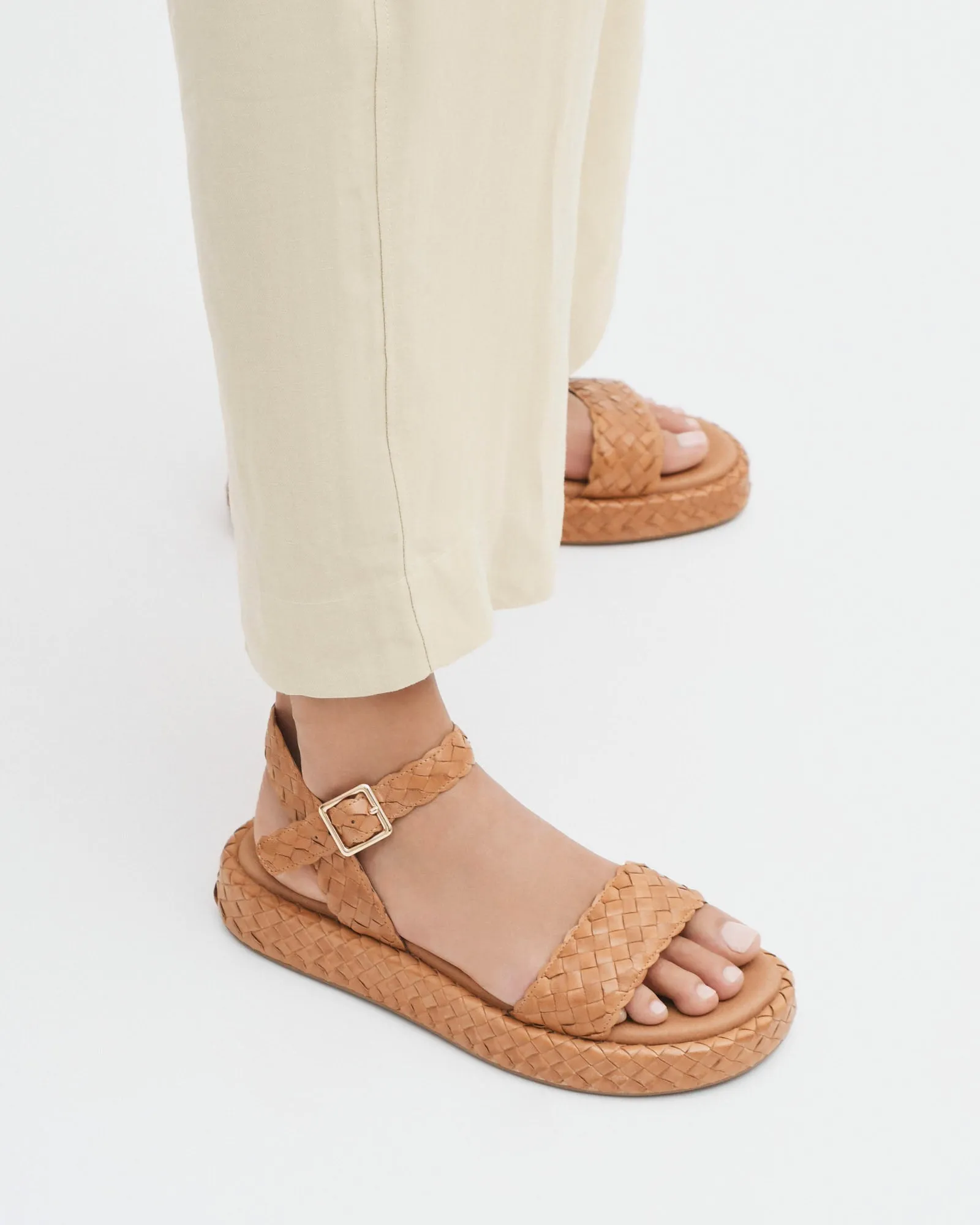 POPPY FLAT SANDALS TAN LEATHER Jo Mercer