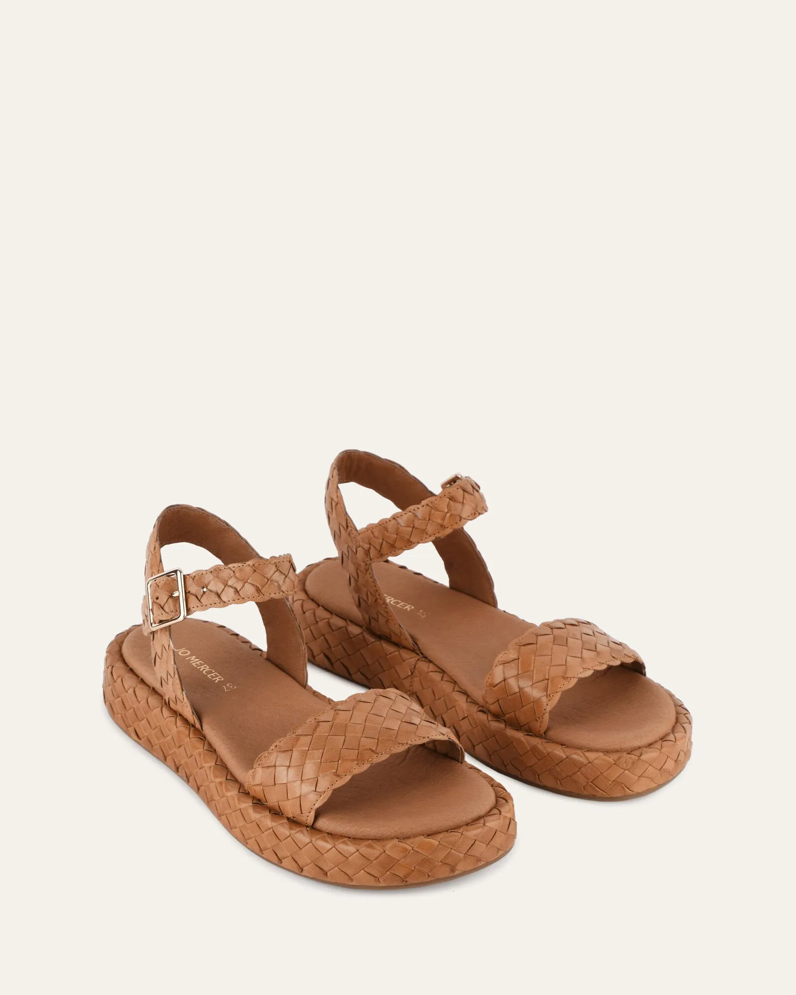 POPPY FLAT SANDALS TAN LEATHER Jo Mercer