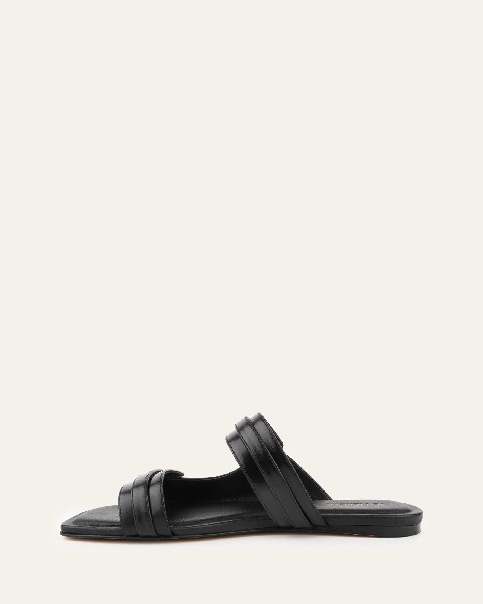 QUILL FLAT SANDALS BLACK LEATHER Jo Mercer
