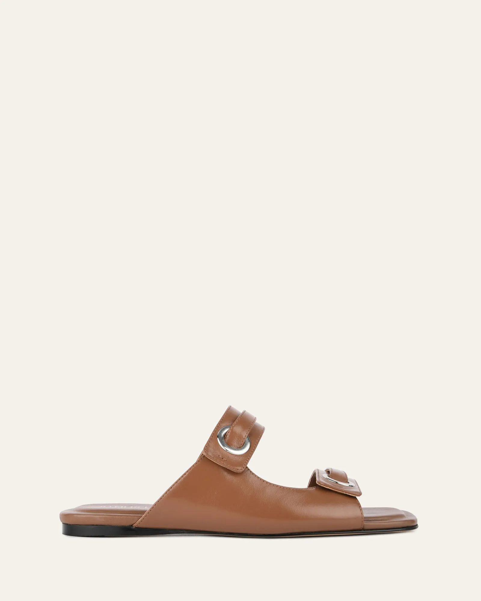 QUILL FLAT SANDALS DARK TAN LEATHER Jo Mercer