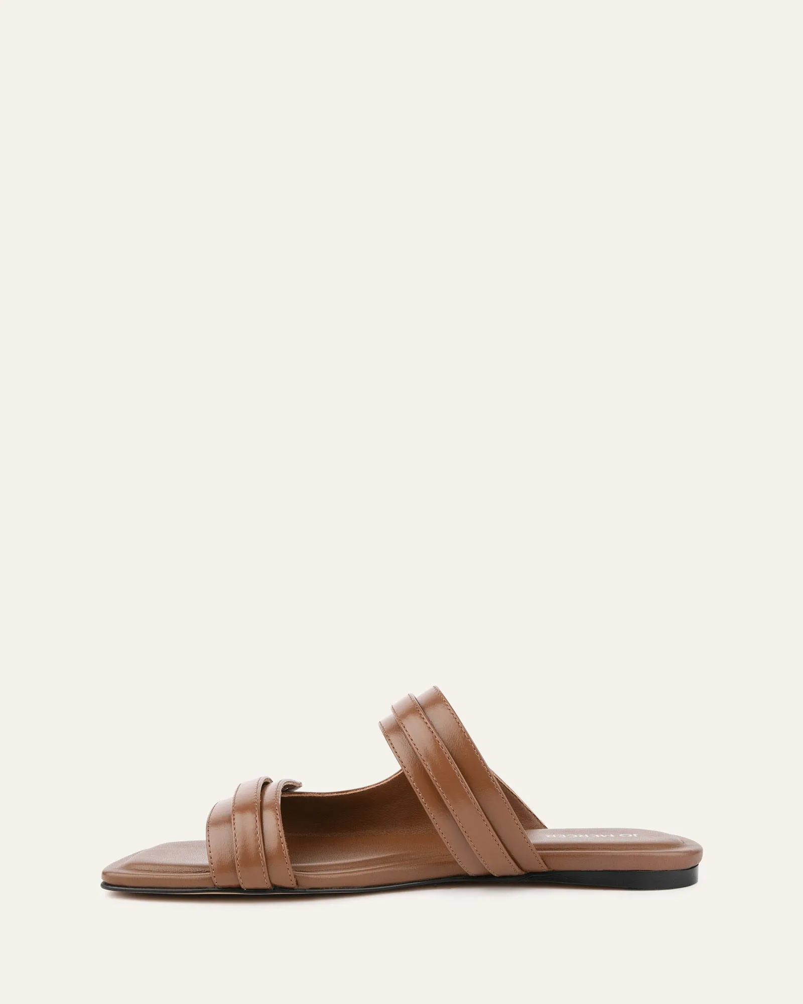 QUILL FLAT SANDALS DARK TAN LEATHER Jo Mercer