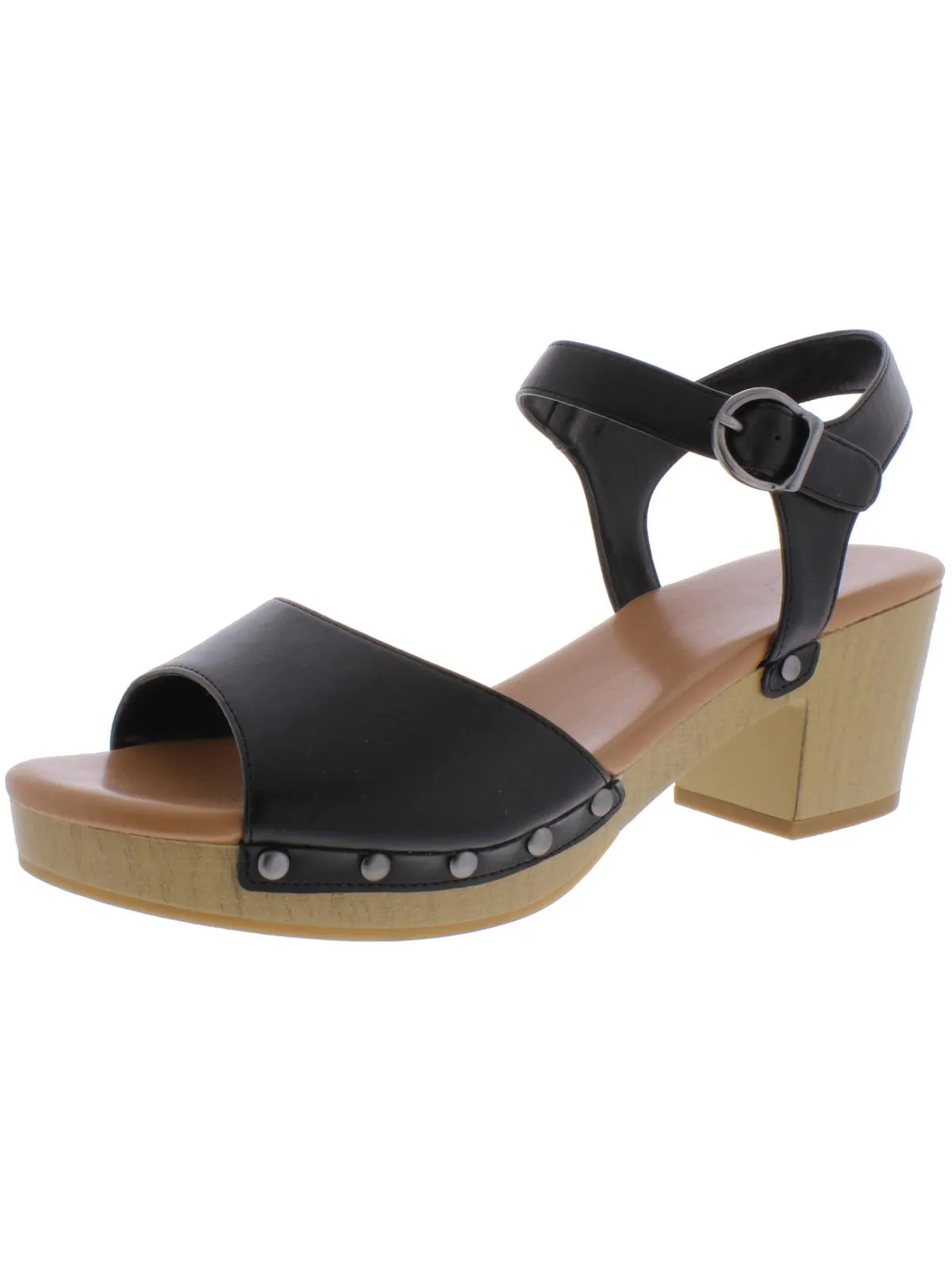 Reformation Anddreas Womens Faux Leather Clog Heel Sandals