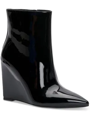 Reformation Azah Womens Patent Leather Pointed Toe Ankle Boots