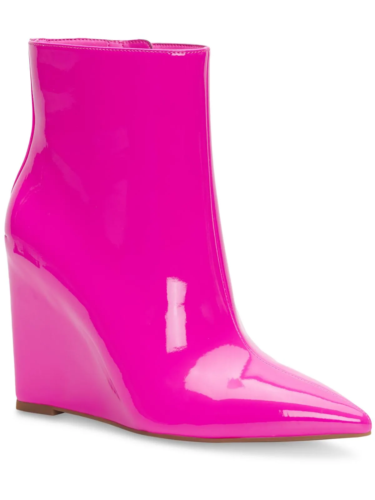 Reformation Azah Womens Patent Leather Pointed Toe Ankle Boots