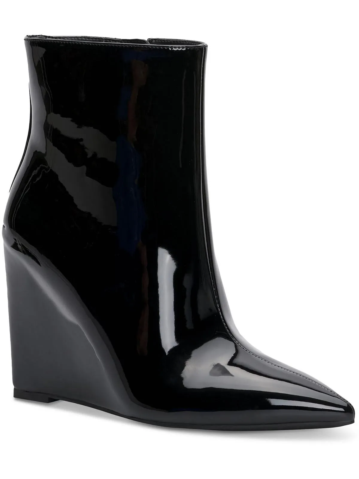 Reformation Azah Womens Patent Leather Pointed Toe Ankle Boots