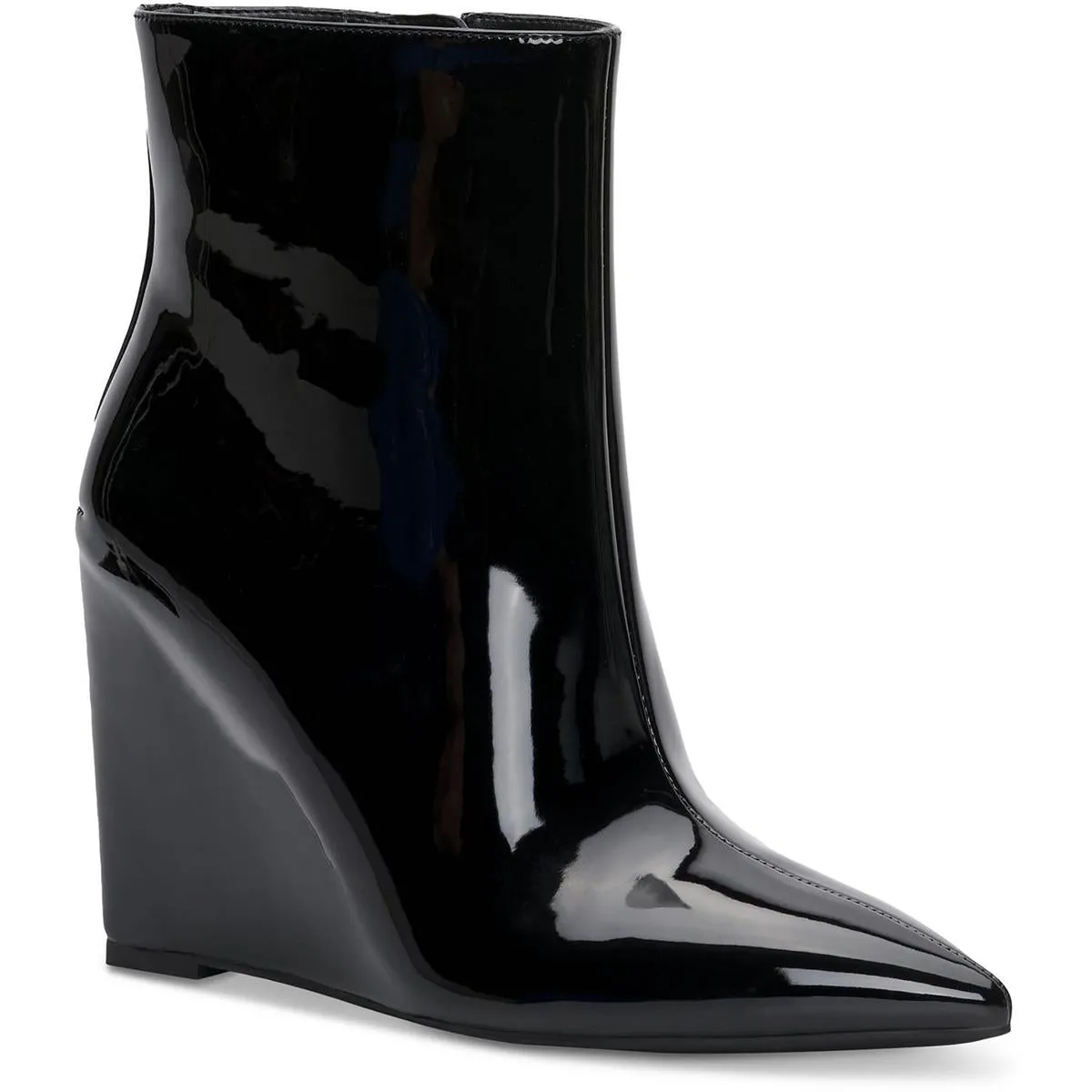 Reformation Azah Womens Patent Leather Pointed Toe Ankle Boots