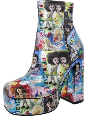 Reformation Bianca Womens Metallic Print Ankle Boots