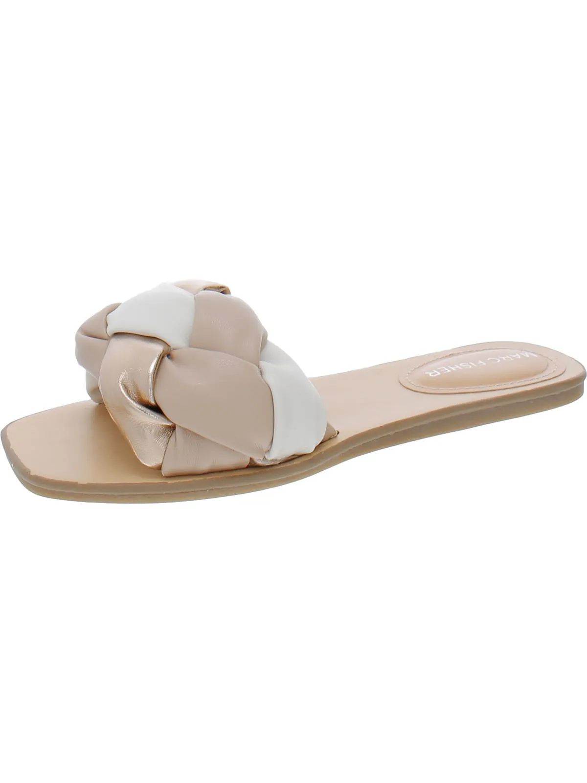 Reformation Bolier Womens Faux Leather Braided Slide Sandals