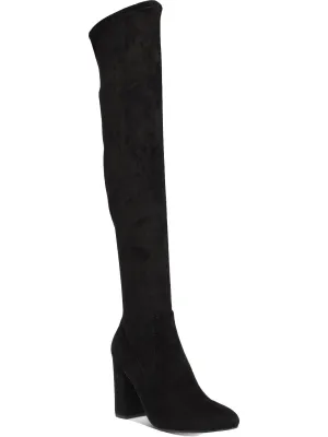 Reformation Bravy Womens Microsuede Block Heel Over-The-Knee Boots