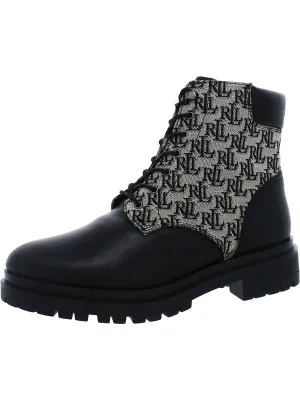 Reformation Carlee Womens Suede Shearling Combat & Lace-up Boots