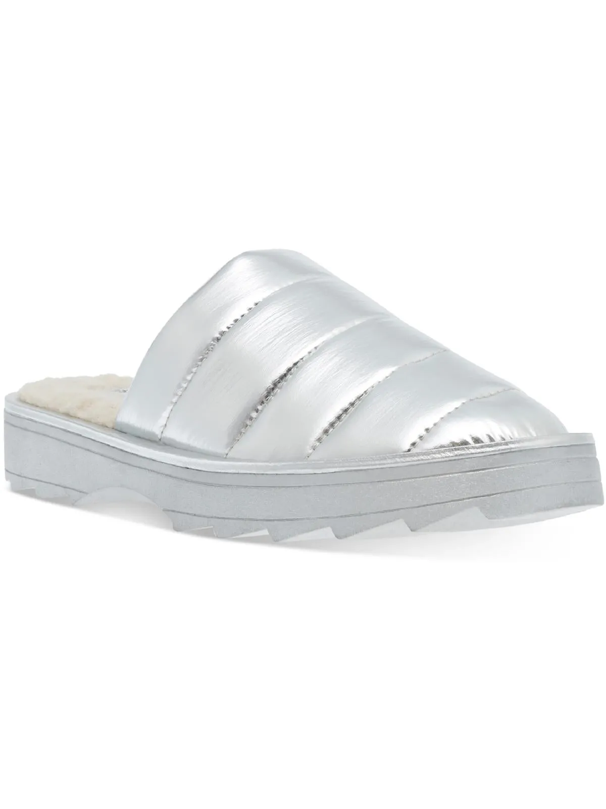 Reformation Chex Womens Quilted Faux Fur Lined Slide Slippers