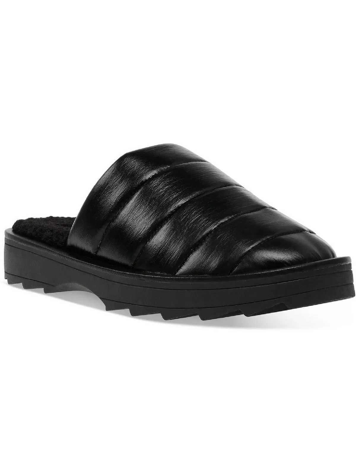 Reformation Chex Womens Quilted Faux Fur Lined Slide Slippers