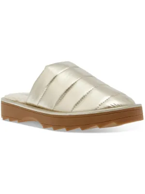 Reformation Chex Womens Quilted Faux Fur Lined Slide Slippers