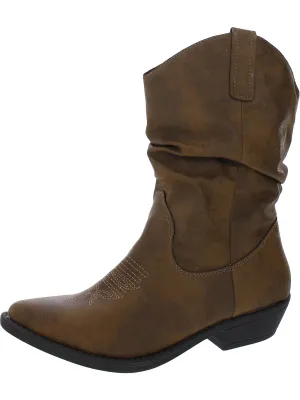 Reformation Dannaa Womens Faux Leather Embroidered Cowboy, Western Boots