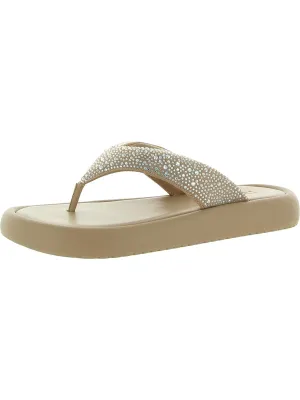 Reformation Essily Womens Rhinestone Slip On Flatform Sandals