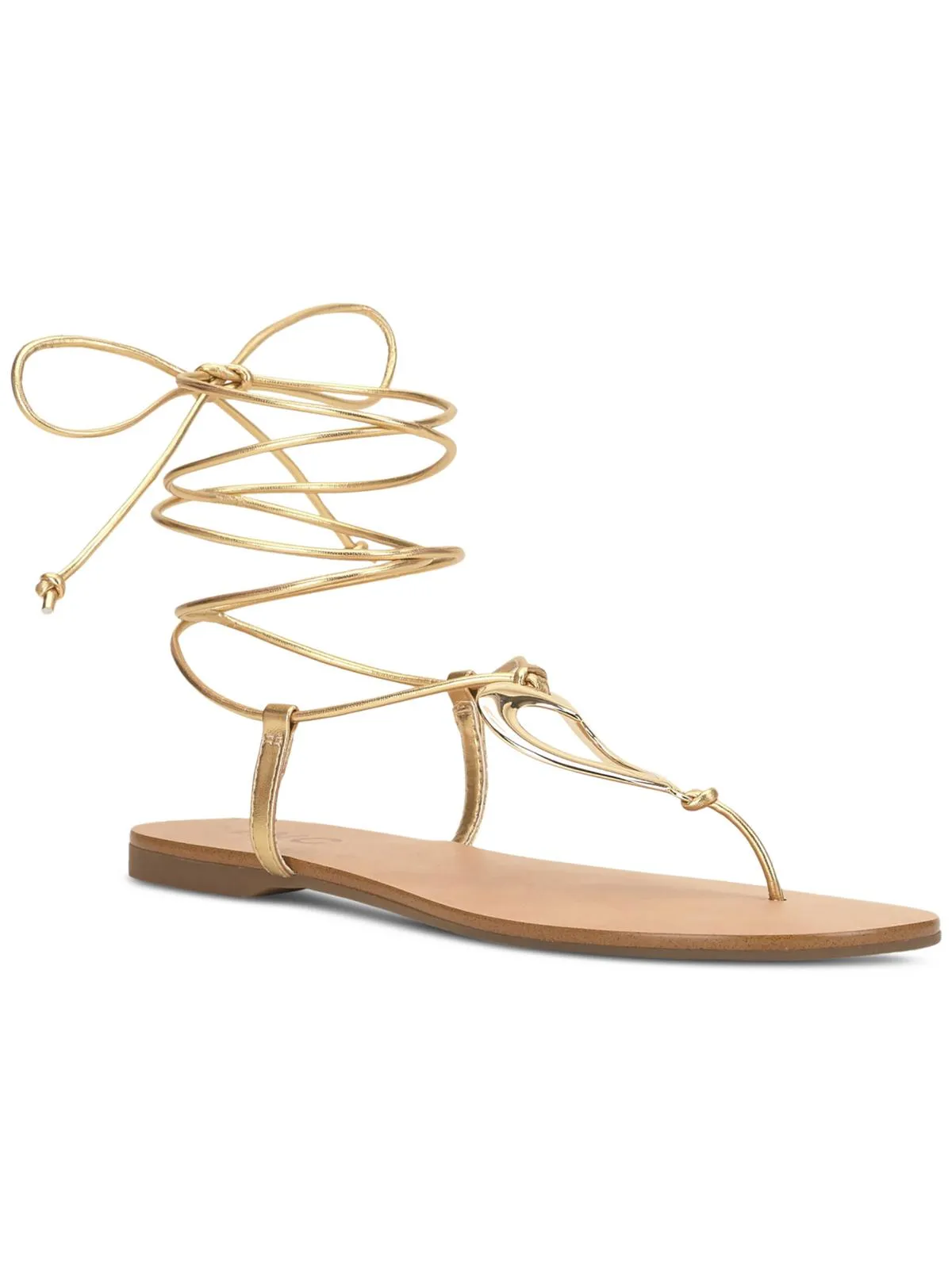 Reformation Ganesa Womens Faux Leather Ankle Tie Gladiator Sandals