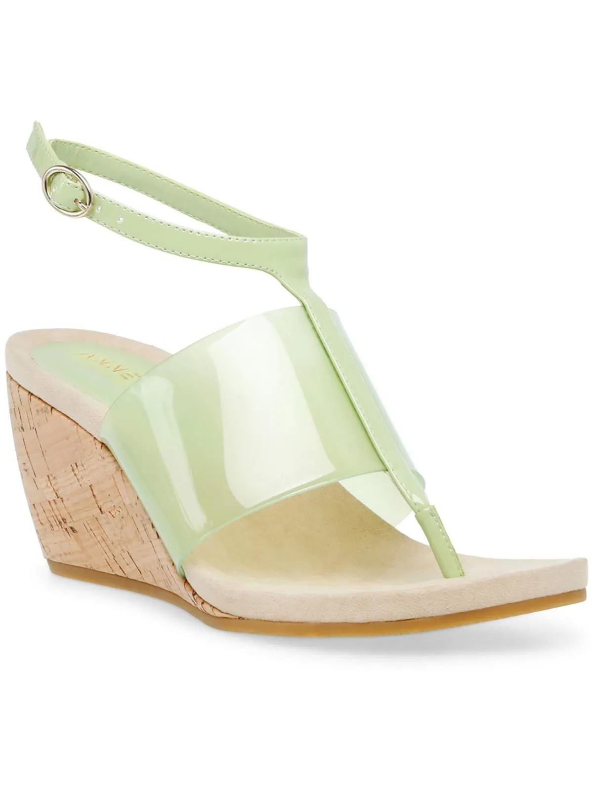 Reformation Ikari Womens Patent Flip-Flop Wedge Sandals