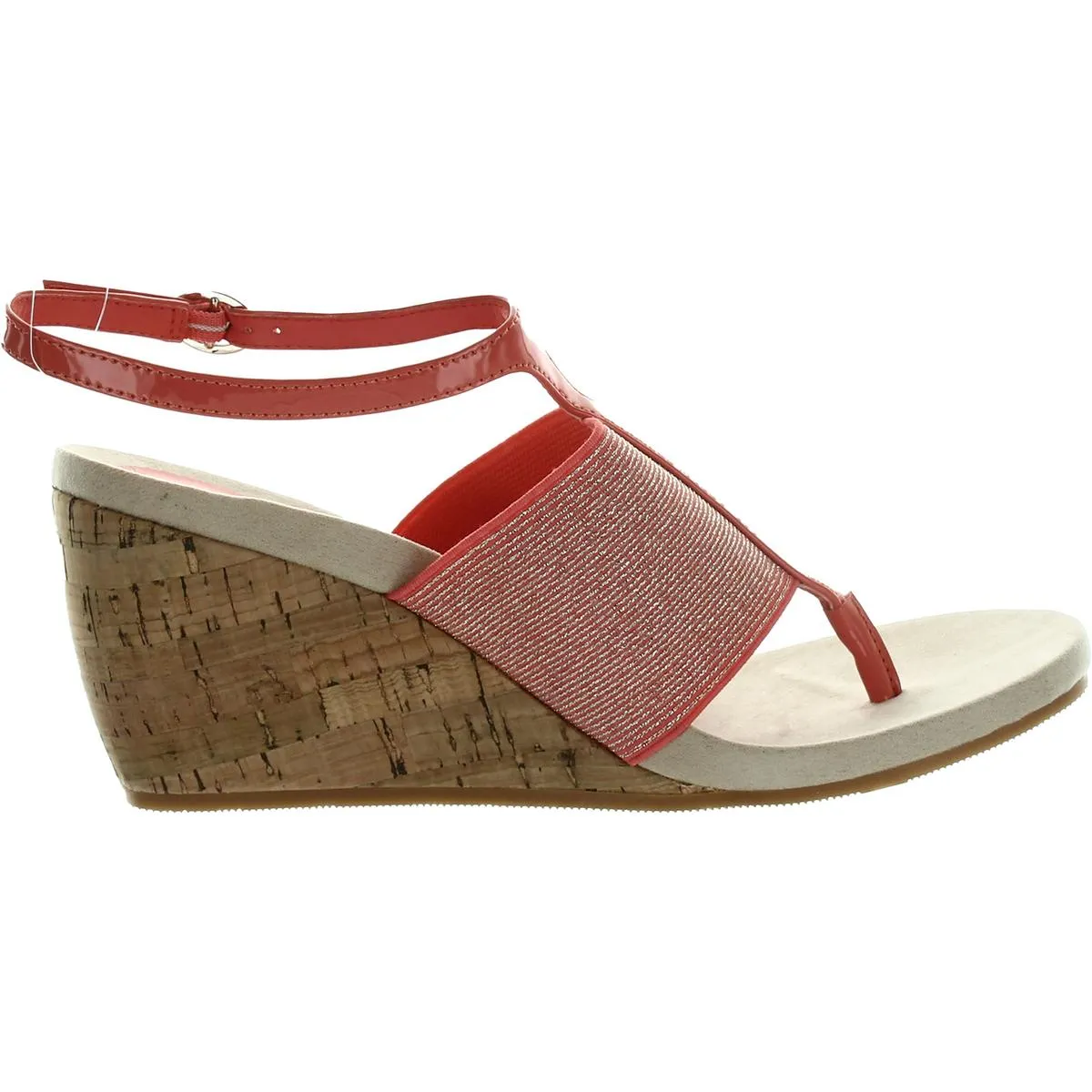 Reformation Ikari Womens Patent Flip-Flop Wedge Sandals