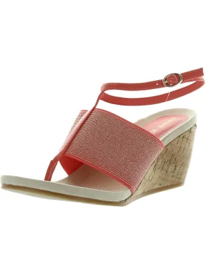 Reformation Ikari Womens Patent Flip-Flop Wedge Sandals