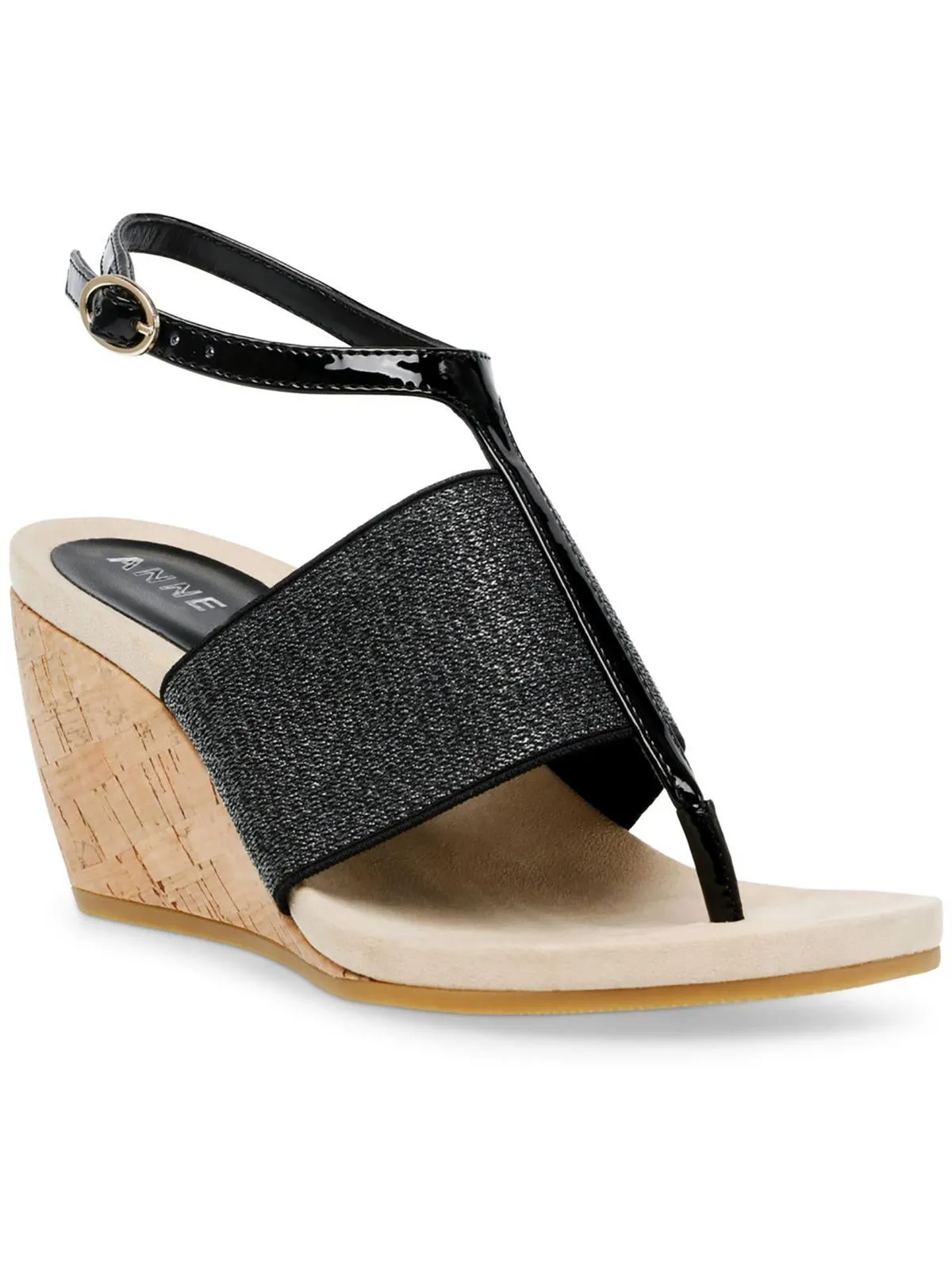 Reformation Ikari Womens Patent Flip-Flop Wedge Sandals