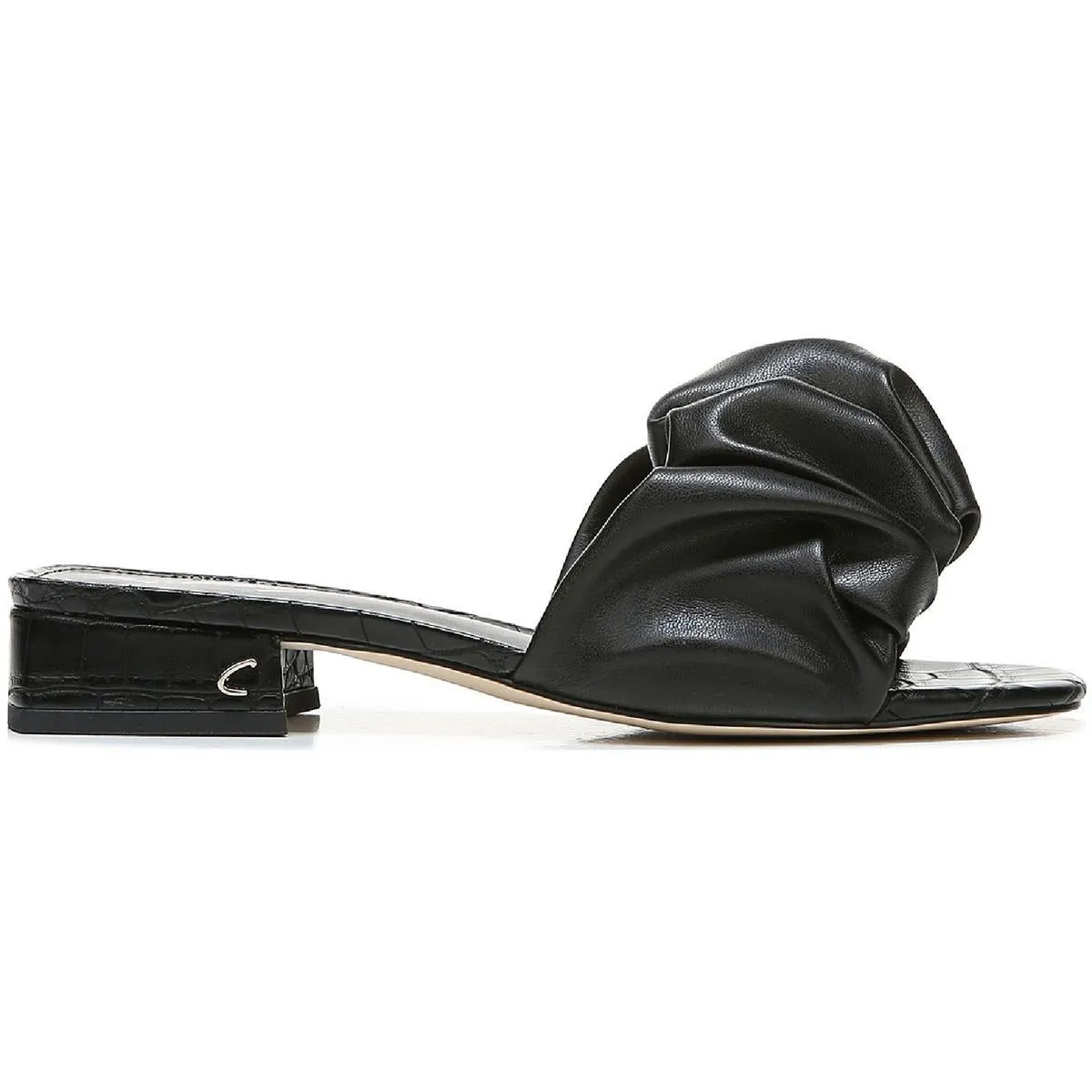 Reformation Janis Womens Faux Leather Gathered Slide Sandals