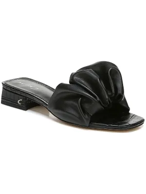 Reformation Janis Womens Faux Leather Gathered Slide Sandals