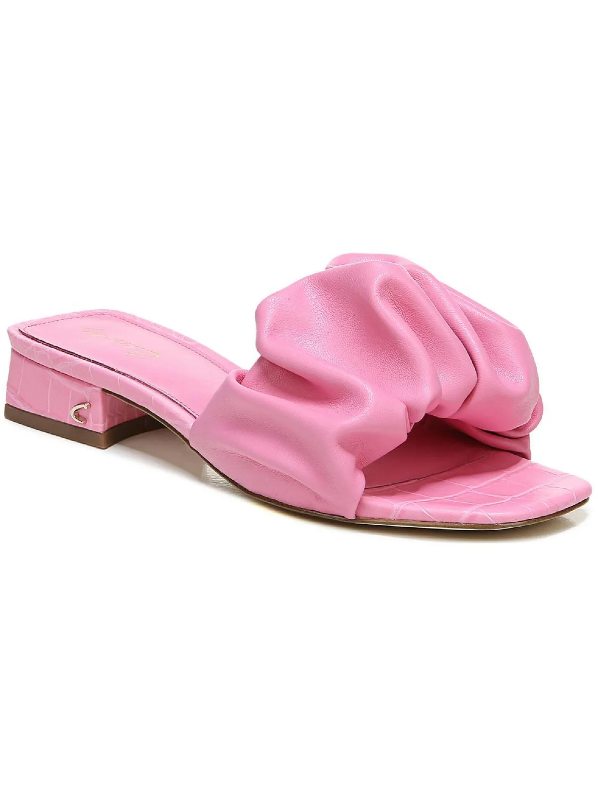 Reformation Janis Womens Faux Leather Gathered Slide Sandals