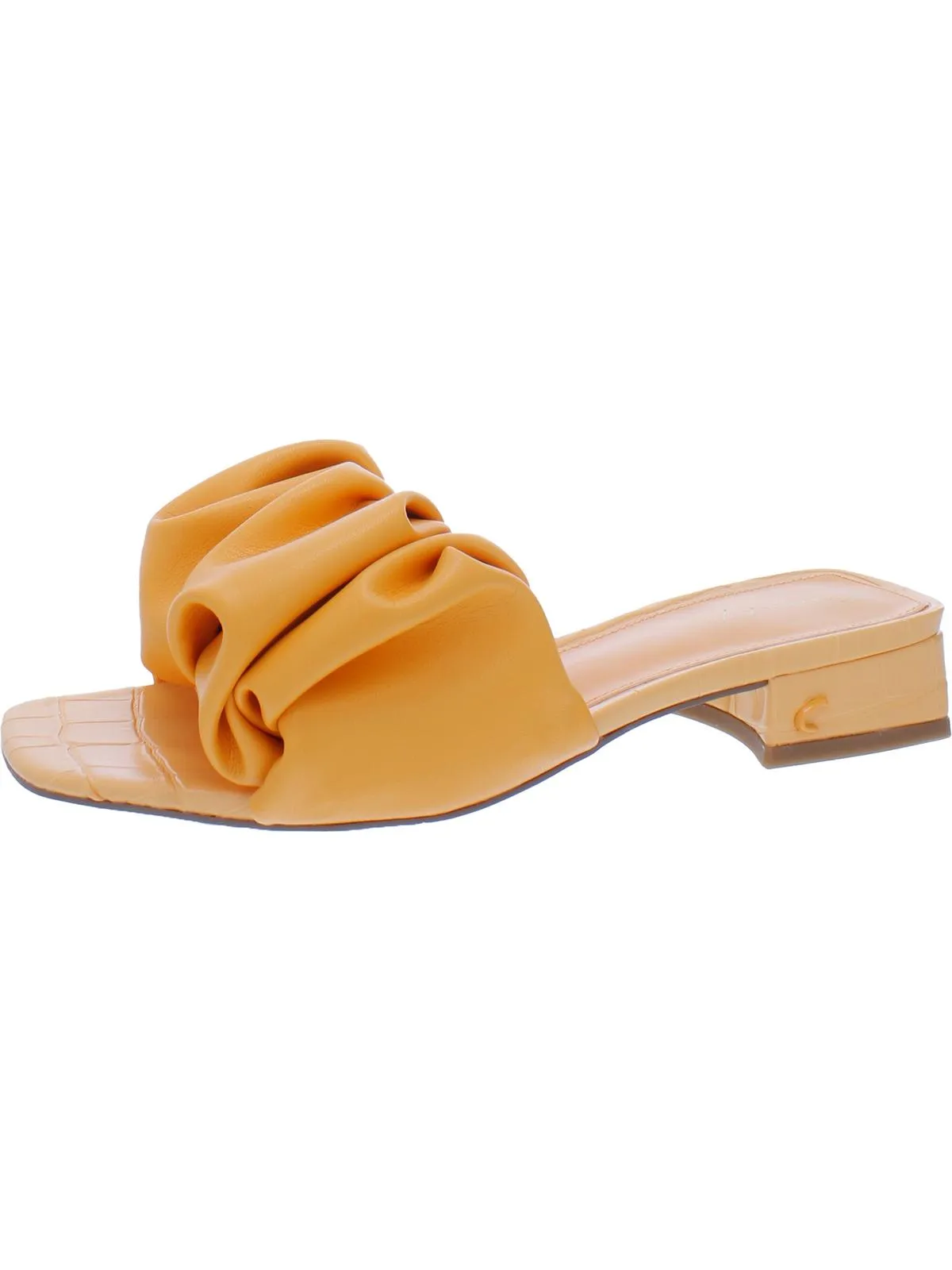 Reformation Janis Womens Faux Leather Gathered Slide Sandals