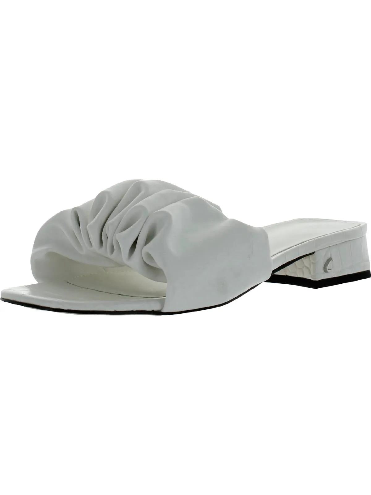Reformation Janis Womens Faux Leather Gathered Slide Sandals