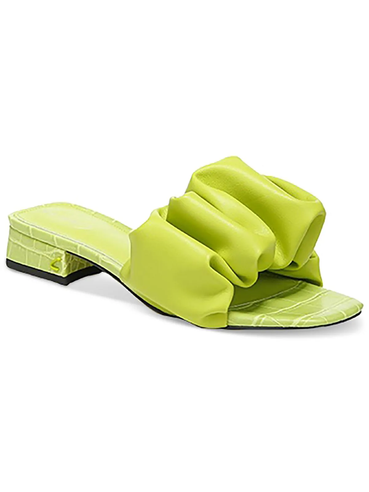 Reformation Janis Womens Faux Leather Gathered Slide Sandals