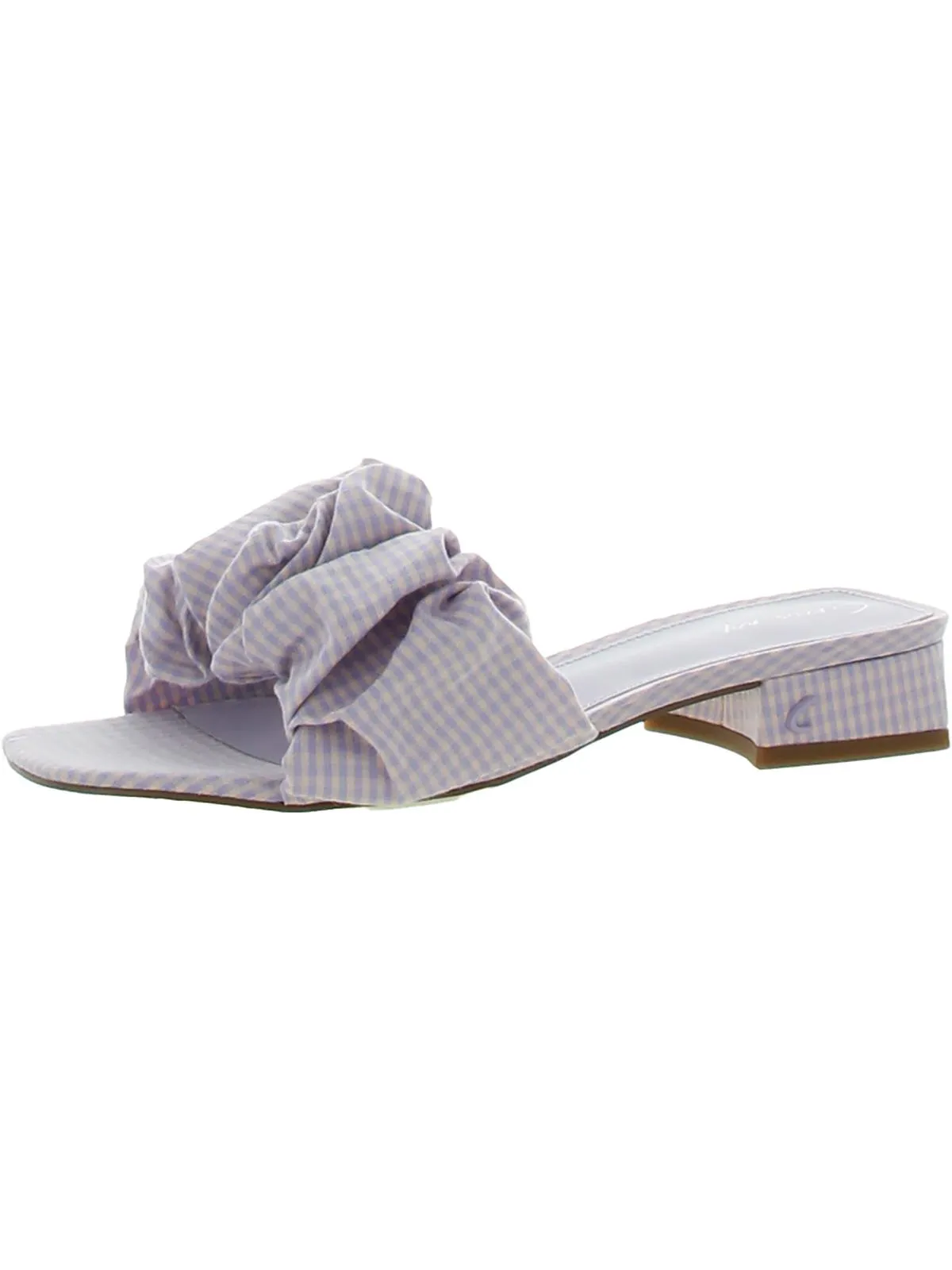 Reformation Janis Womens Faux Leather Gathered Slide Sandals