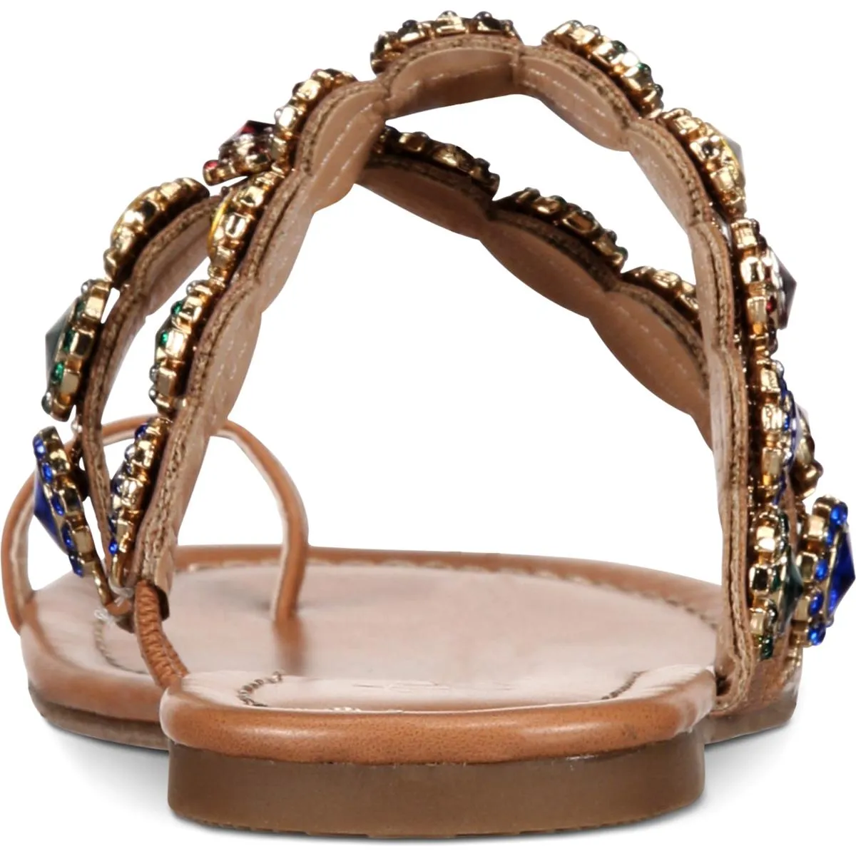 Reformation Joya Womens Faux Leather Rhinestone Thong Sandals