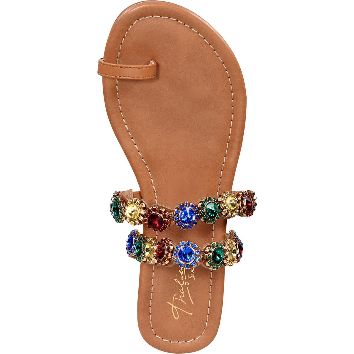 Reformation Joya Womens Faux Leather Rhinestone Thong Sandals