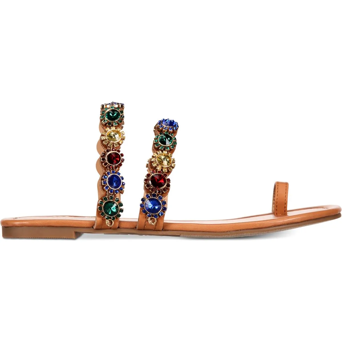 Reformation Joya Womens Faux Leather Rhinestone Thong Sandals