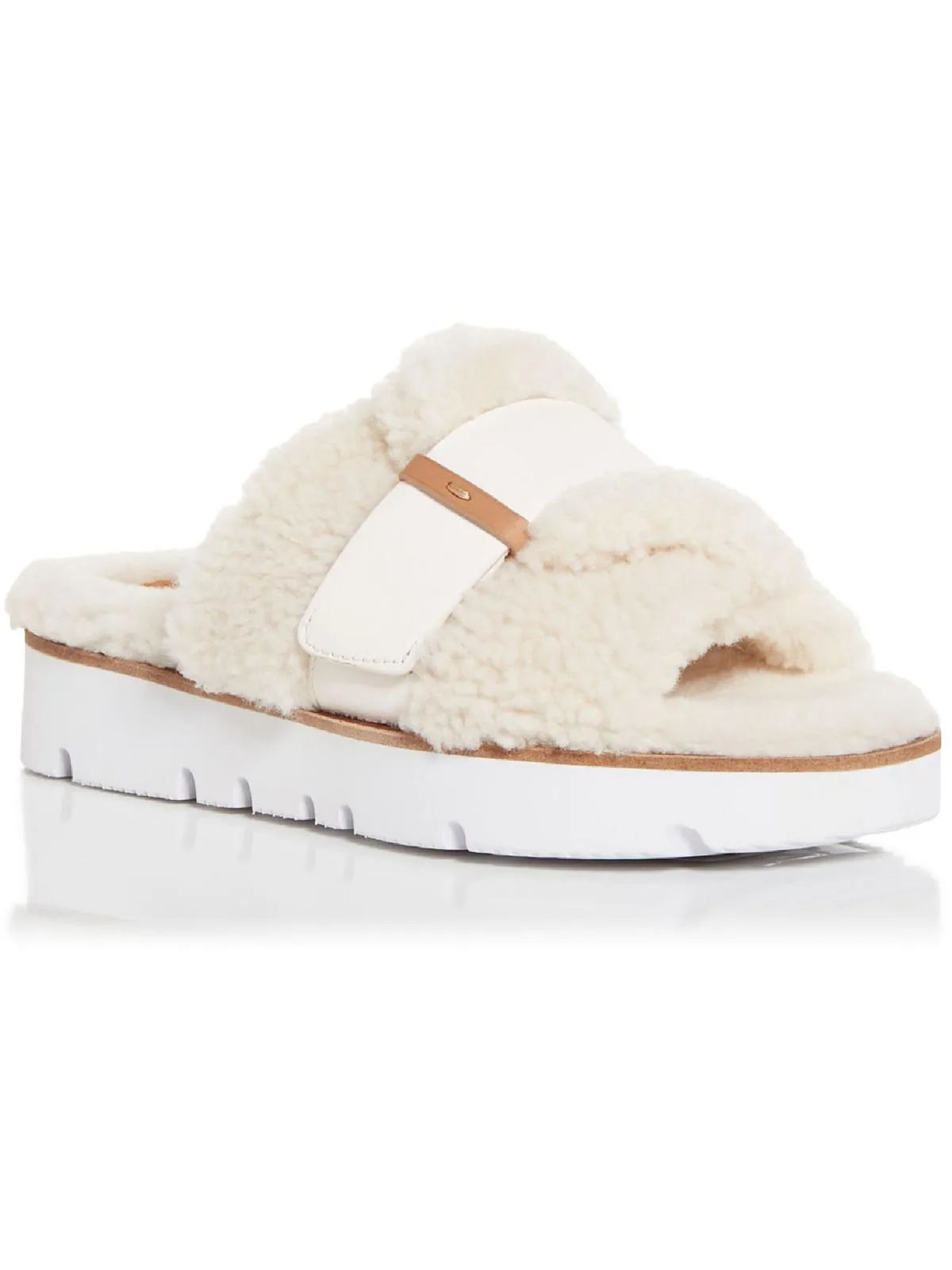 Reformation Lavern Womens Leather Slip On Flatform Sandals