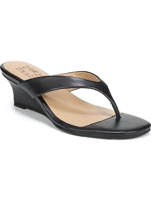 Reformation Lenna Womens Leather Slip On Wedge Sandals