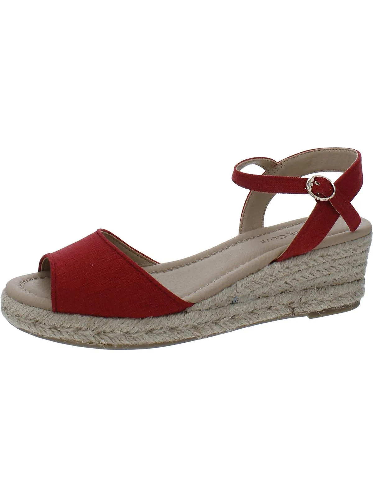 Reformation Luchia Womens Canvas Buckle Wedge Sandals