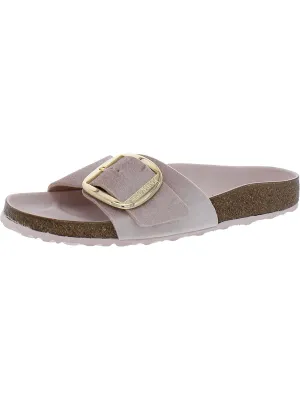 Reformation Madrid Big Buckle Rivet Logo Womens Velvet Cork Slide Sandals