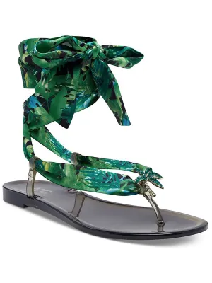 Reformation Malana Womens Leopard Print Thong Jelly Sandals