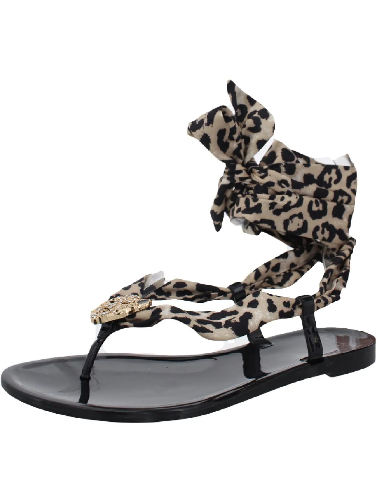 Reformation Malana Womens Leopard Print Thong Jelly Sandals
