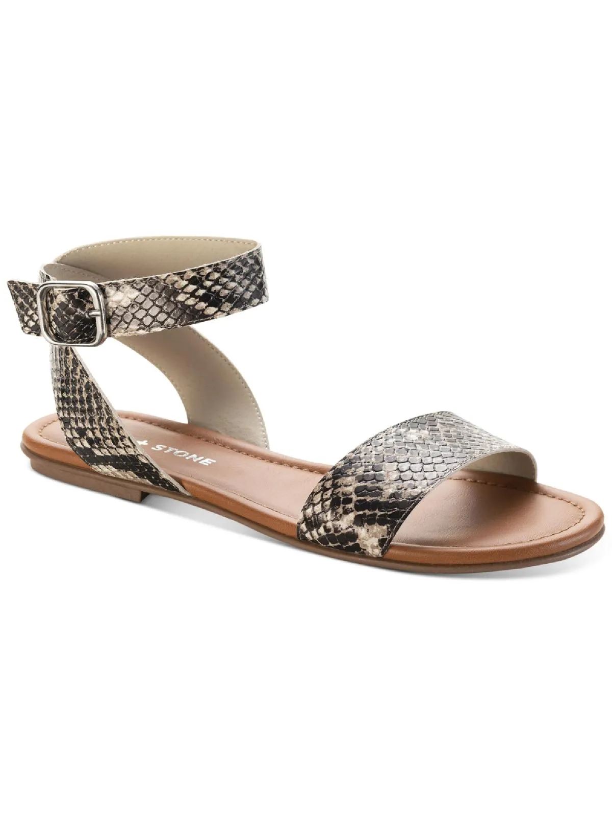 Reformation Miiah Womens Faux Leather Ankle Buckle Flat Sandals