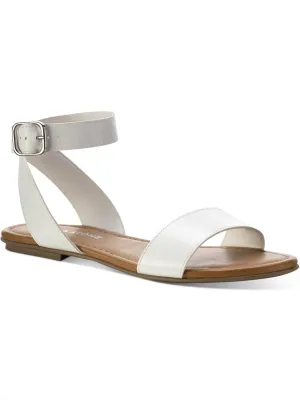 Reformation Miiah Womens Faux Leather Ankle Buckle Flat Sandals