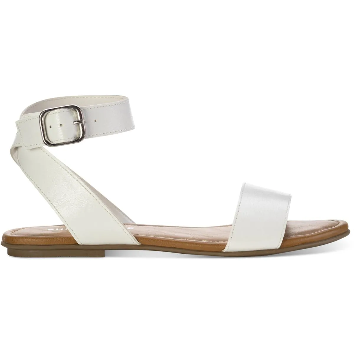 Reformation Miiah Womens Faux Leather Ankle Buckle Flat Sandals